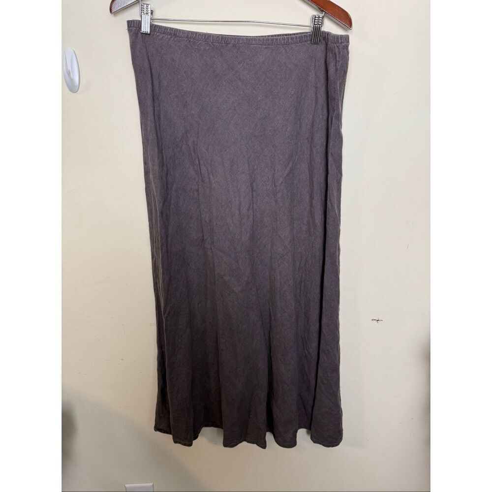 Flax 100% Linen Maxi Skirt Slate Grey Medium Capsule Minimalist Lagenlook
